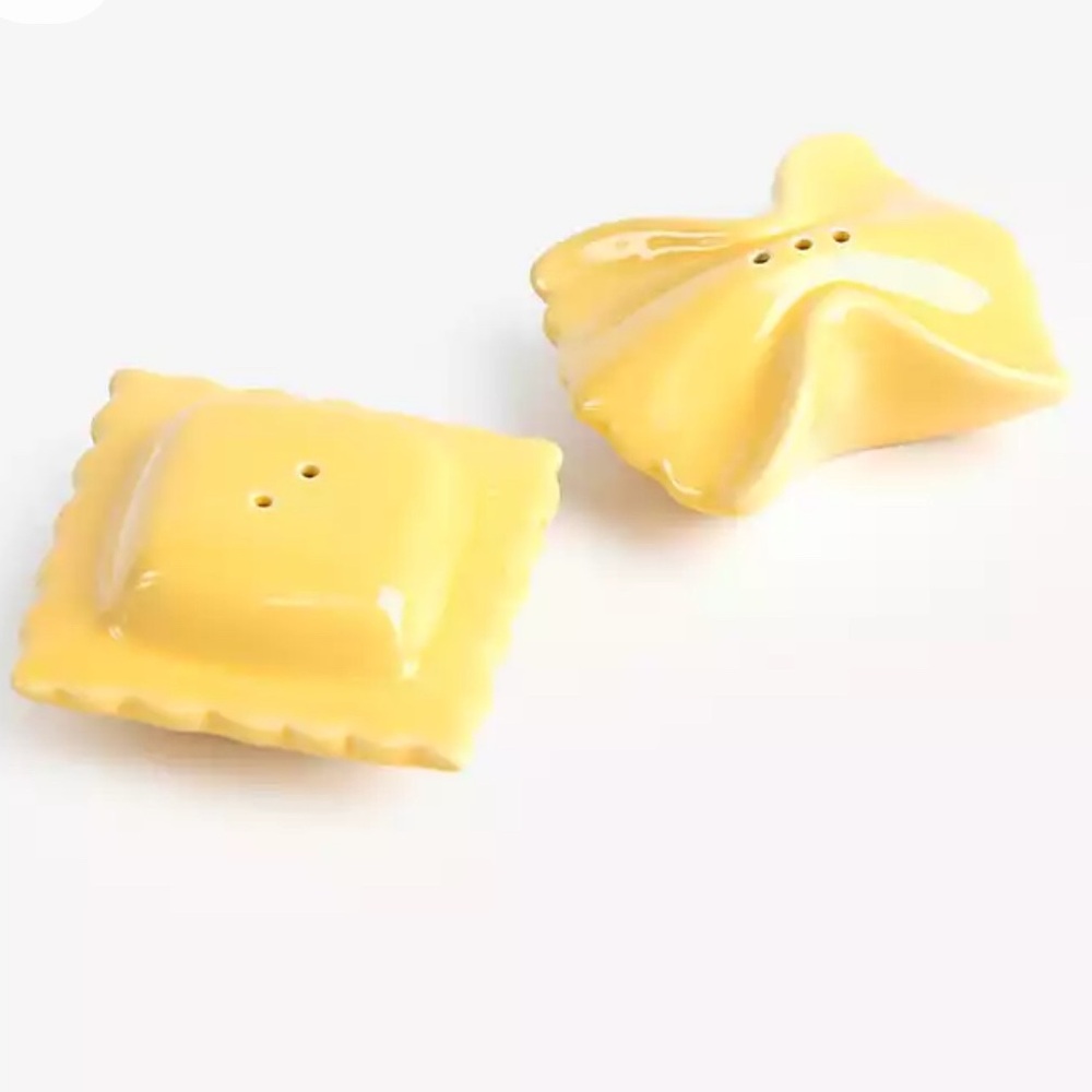 Yellow Ceramic Pasta Shaped Salt and Pepper Shakers